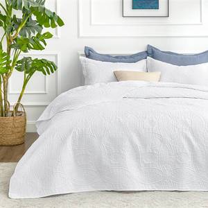 lot 13336 image: Loves cabin Twin Quilt Set White Bedspreads - Soft Bed Summer Lightweight Bedspread Comforter - Modern Style Coin Pattern Coverlet for All Season - 2 Pieces (1 Quilt, 1 Pillow Sham)