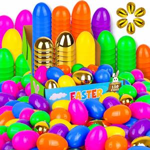 lot 13354 image: FLYSNK 500 Pack Easter Eggs Bulk Include 12 Surprise Golden Egg, 2.4 Inch Bright Colors Fillable Plastic Eggs Empty for Easter Hunt, Basket Stuffers Fillers, Party Favors Classroom Prize
