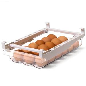 lot 13374 image: BINO  Pull-out Egg Holder Organizer  THE HANGER COLLECTION  Fridge Egg Drawer Organizer  Clear Egg Holder Tray for Refrigerator and Pantry  18 Eggs Shelf Holder Storage Drawer