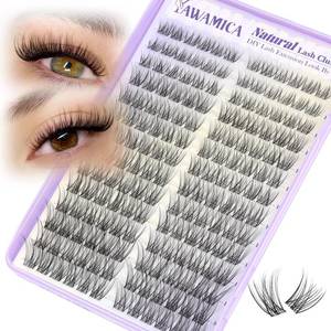 lot 14002 image: Natural Lash Clusters Wispy Eyelash Clusters Invisible Band Cluster Eyelash Extensions C Curl Individual Lashes 10-16mm DIY Cluster Lashes with Wide Clear Band for Easy Quick Application by Yawamica