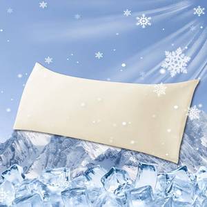 lot 14010 image: WhatsBedding Cooling Body Pillow Cover, Zipper Closure, Beige, 20x54