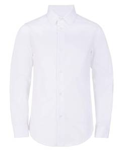 lot 14014 image: Calvin Klein Boys Long Sleeve Slim Fit Dress Shirt, Button-Down Style with Buttoned Cuffs & Shirttail Hem, White, 7
