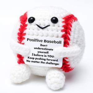 lot 14015 image: OkiyiD Mini Funny Positive Gifts Baseball, Knitted Wool Baseball Crochet Toy with Positive Card, Creative Cute Emotional Support Cheer Up Keepsake Gift for Kids Boys Men College Temmate