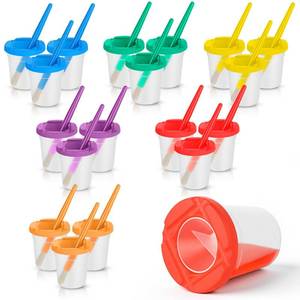 lot 14017 image: 18 Set No-Mess Paint Cups with Lids and Brushes for Kids Paints��6 Colors