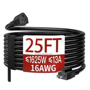 lot 14034 image: Skrizcable 163 25 FT Outdoor Extension Cord Waterproof, Black Power Cord