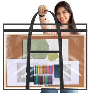 lot 14036 image: Huhumy Large Art Portfolio Case 48 x 36 Poster Storage Bag Bulletin Board Holder Container PVC Folder with Zipper Handles Pocket for Teachers Artist Artwork Organization(Black,Clear)
