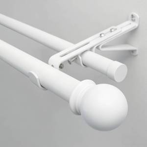 lot 14046 image: White Double Curtain Rods for Windows 16-48 inch, Decorative Curtain Rod Set, Adjustable Heavy Duty Drapery Rod for Bedroom, Livingroom