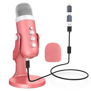 lot 14049 image: ZealSound Podcast Microphone, Noise Cancellation Mic with Gain, Volume Adjustment & Mute Button, Monitor & Echo, for ASMR, Vocal Recording, YouTube, TikTok, PC, iPhone, iPad, Android, Pearlescent Pink