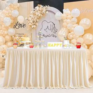lot 14062 image: Ruffle Table Skirt for Teacher Desk Classroom Wedding Birthday, Ivory, 4ft