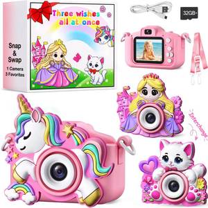 lot 14064 image: Kids Camera for Girls Toys Gift 3 4 5 Year Old Girl Gifts Small Children Selfie Digital Pink Camera for Kids, Christmas Birthday Gift for Girls Toy Cameras for Toddlers Age 3-5, 32G SD Card Included