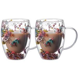 lot 14071 image: NBHUZEHUA Double Wall Glass Coffee Mugs Set of 4 Espresso Cups for Cappuccino Tea Latte Cute Mug Insulated Glasses