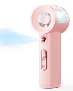 lot 14082 image: SWEETFULL Handheld Misting Fan Portable - 5000mAh Rechargeable Battery, Powerful Turbo Personal Mister Fans, 5 Speed, Mini Water Spray Mist Hand Fan for Travel, Outdoors, Beach Vacation (Pink)
