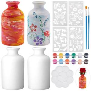 lot 14089 image: WEBEEDY 2 Sets Ceramic Vase Paint Kit Paint Your Own Porcelain Vases Ceramic Vase to Paint Unpainted White Ceramic Vase for Adults Beginners DIY Paint Craft Kit for Fun Home Acticity