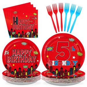 lot 14103 image: Grencian 96Pcs Cartoon Spider Birthday Party Decorations, Serves 24