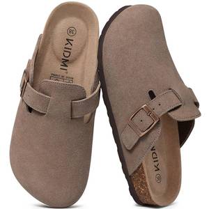 lot 14126 image: KIDMI Genuine Suede Clogs for Women Men Cork Footbed Mules Potato Shoes