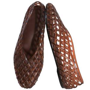 lot 14130 image: UniqueStride Womens Jelly Ballet Flats Comfortable Casual Mary Jane Flat Lightweight Mesh Clear Beach-Sandals Summer Beach Hollow Dressy Shoes(Brown&US Size 8)