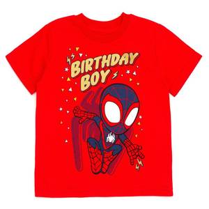 lot 14138 image: Marvel Spidey and His Amazing Friends Miles Morales Birthday Toddler Boys T-Shirt Red 5T