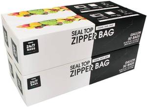 lot 14148 image: 247 Bags- Gallon Zip Storage Bags, 200 Count, Double Zipper Seal, Easy Grip Open Tabs, Write-On Space, BPA-Free & Heavy Duty, Microwave Safe, Non-StandUp