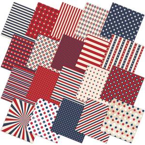lot 14149 image: HunnmingRe 20 Pcs 10x10 Patriotic Quilting Fabric Square Red White Blue Precut Fabric Bundle 4th of July USA Flag Star Patchwork Material for Memorial Day Sewing DIY Craft 250 Anniversary Supplies