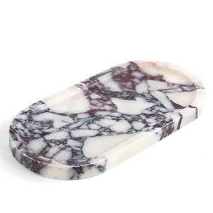 lot 14419 image: YMXYJM Real Natural Marble Tray for Bathroom, Luxury Calacatta Viola Stone Vanity Tray, Decorative Oval Trays for Countertop Storage Organizer, Dresser, Kitchen, Home Decor, 11.8 x 6, Purple