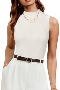 lot 14421 image: Arach&Cloz Womens Mock Neck Work Business Casual Sweater Tank Top White Large