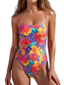 lot 14422 image: RELLECIGA XL Womens One Piece Swimsuits Bandeau Tummy Control Bathing Suit