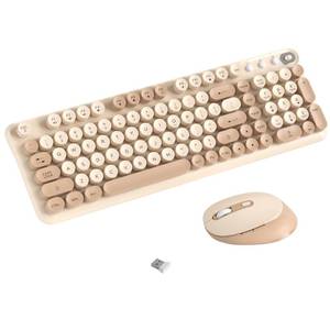 lot 14455 image: COVEVA Colorful Wireless Keyboard and Mouse Combo (Milk Tea)