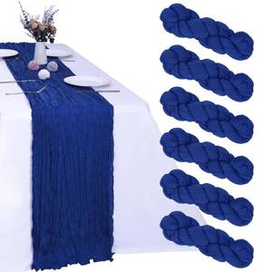 lot 14462 image: RestfulGlow 6 Pack Royal Blue Cheesecloth Table Runner 35 x 120 Inch