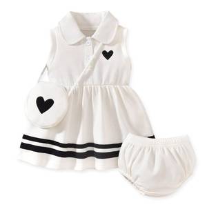 lot 14463 image: 12 Month Infant Baby Girl Sleeveless Polo Dress with Bloomers Spring Clothes Set 2 Pieces Summer Outfits, White, 12-18 Months