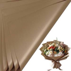 lot 14464 image: LeZakaa 20 Sheets Flower Wrapping Paper - Waterproof Reversible Floral Bouquet Paper - Brown Design for Valentines Day, Mothers Day, Parties, Birthdays, Weddings, Baby Shower