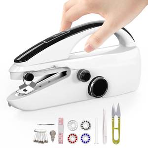 lot 14473 image: Handheld Sewing Machine, Two dear, Mini sewing machine, Fabrics, DIY Home Travel Electric Handheld Sewing Machine.