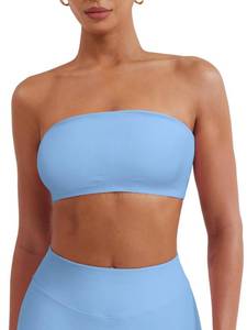 lot 14482 image: YEOREO CoreFlex Workout Bandeau Sports Bra Ice Blue XL