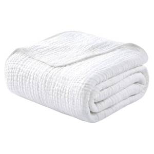 lot 14497 image: Yoofoss Muslin Blanket 100% Organic Cotton Large Twin Size 60 x 80 for Bed Couch Summer Gauze Blanket for Adults Lightweight and Breathable White