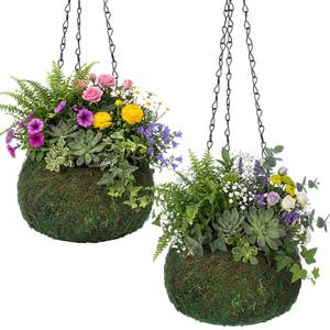 lot 19723 image: Acellegic 2 Pack 6 Inch Kokedama Moss Ball Planter Orchid Pots Hanging Orchid Planter Basket Moss Ball Hanging Baskets for Plants Outdoor Woven Plant Holder for Indoor Home Garden Balcony Decor