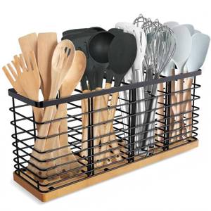 lot 19729 image: Suli Extra Large Kitchen Utensil Holder Countertop with Removable Divider