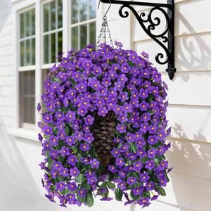 lot 19742 image: Artificial Fake Outdoor Hanging Flowers Plants Basket for Outside Porch Decoration, Fake Silk Purple Daisy Flower UV Resistant Look Real Orchid Traing Vines for Home Balcony Yard Patio Garden Decor