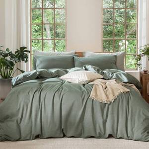 lot 20092 image: MooMee Duvet Cover Set 100% Washed Cotton Linen Like Super King