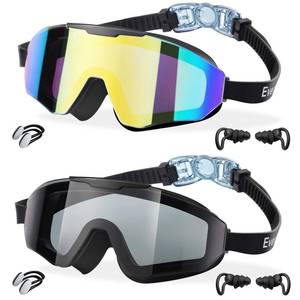 lot 20093 image: EverSport 2 Pack Kids Swim Goggles Frame Less Design Anti-fog UV Protection Clear Wide Vision No Leak, Water Pool Swimming Goggles for kids 6-14 8-14 8-12 Youth Children Boys Girls