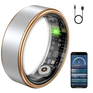lot 20131 image: Smart Ring Fitness Tracker Ring for Women & Men, SleepStepBlood OxygenHeart Rate Monitor, Long-Lasting Battery Sleep Ring, No Subscription Fee, Compatible with Android & iOS (Matte Silver, 6#)