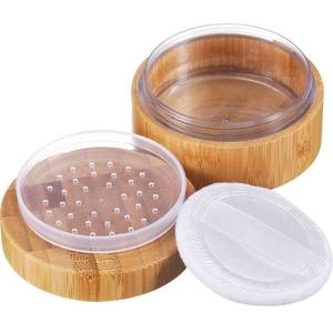 lot 20135 image: Frienda 30 ml Bamboo Loose Powder Puff and Container Empty Dusting Powder Jar for Body Face Makeup Travel Box Compact Case Holder with Sifter Lids and Puff