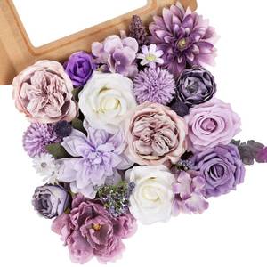 lot 20138 image: AmyHomie Artificial Purple Flowers Combo Silk Mix Peony Rose Hydrangea Fake Flowers wStem for DIY Wedding Bouquets Centerpieces Arrangements Table Party Bridal Baby Shower Home Fall Decor