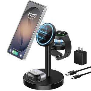 lot 20159 image: Magnetic Wireless Charger for Samsung, 3 in 1 Super Fast Charging Station Compatible with MagSafe, Phone Charger Stand for Samsung Galaxy S26 Ultra S25 Z FoldFlip 7, Watch Ultra 8 7 6, Buds 43 Pro