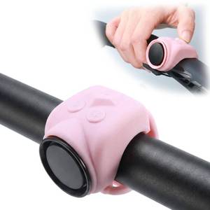 lot 20178 image: 120dB Loud Bike Horn Electric Ebike Bell, Small Battery Operated Universal Mount Horns for Motorcycle Scooter Bicycle, Waterproof, USB C Rechargeable, 4 Funny Sounds & 5 Volume Settings (Pink)