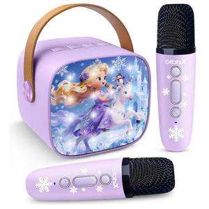 lot 20187 image: GffoihsX Mini Karaoke Machine for Kids with LED Lights & Fun Voice Effects