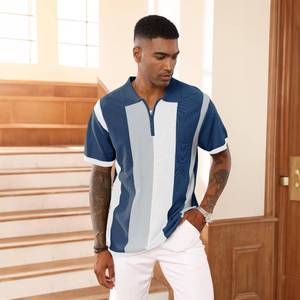 lot 20191 image: CTU Mens Casual Polo Shirts Vintage Striped Knit Golf Shirts Slim Fit Tops Large