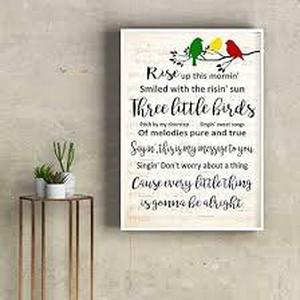 lot 12187 image: Bob Three Little Birds Lyric Retro Art Wall Decor Metal Sign Poster 8x12 inch