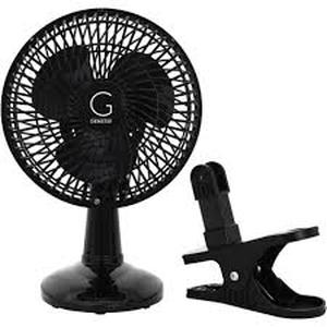 lot 13345 image: Genesis Designs 6-Inch Max Breeze Clip-On Fan with Table-Top Base