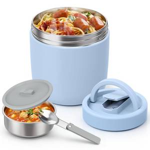 lot 1306 image: Thermo for Hot Food Adults, 40.5oz Wide Mouth Soup Thermo Lunch Containers with Spoon, Stainless Steel Vacuum Insulated Bento Lunch Box,Lunch Containers with Handle(Blue)