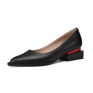 lot 1308 image: LingxiaUne Black Shoes for Women Fashion Forward Elegant Dressy Womens Pumps and Loafers with Low Chunky Heel and Sleek Pointed Toe Size 9