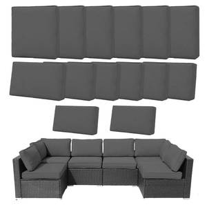lot 1312 image: Frxeyaliz 14Pcs Outdoor Cushion Covers Replacement Washable Waterproof UV wZipper for 6-Seaters Sofa Patio Slipcovers Set Seat and Back Covers Only (Charcoal Gray, 23.6x23.6inch)